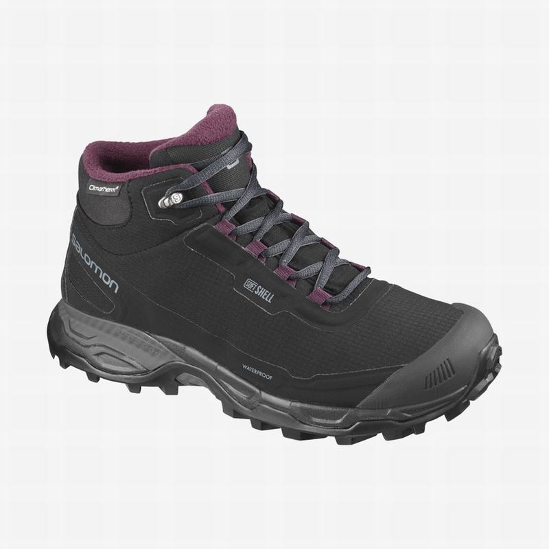 SALOMON SHELTER SPIKES CLIMASALOMON™ WATERPROOF Philippines - Women's Winter Boots - Black | 850761-